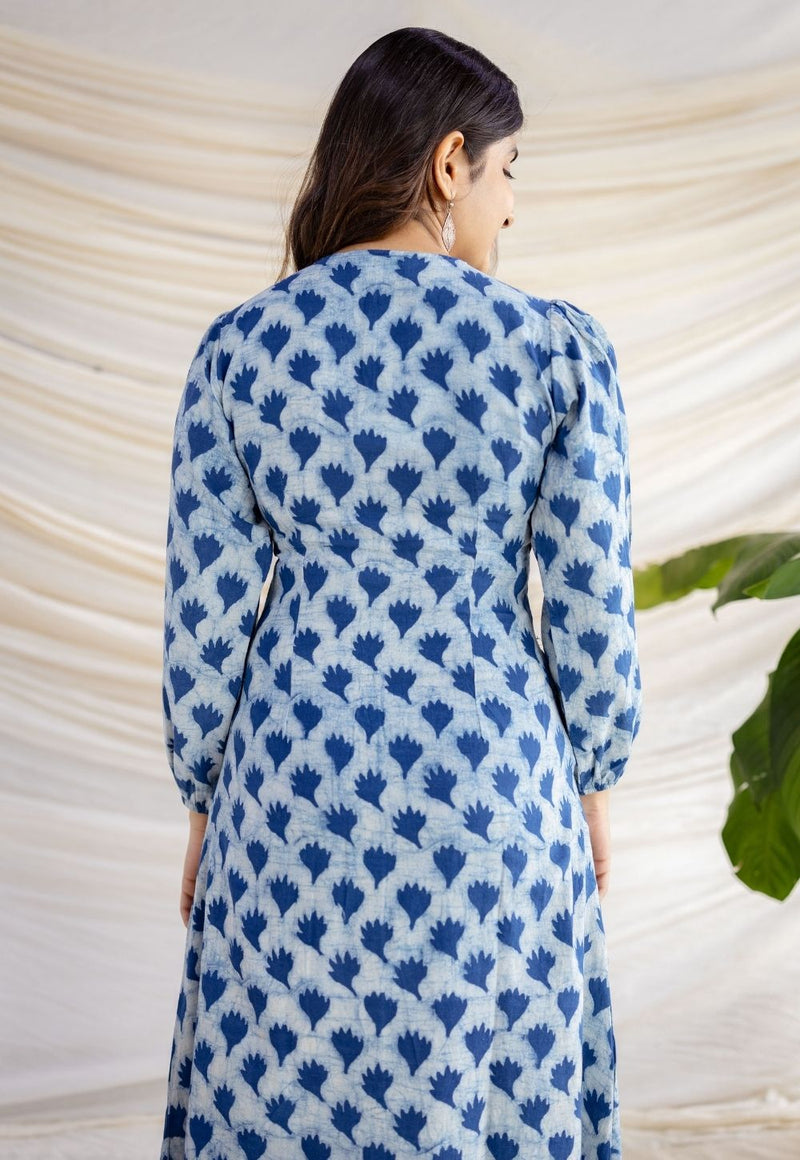 Iyana Indigo Dabu Cotton A Line Dress