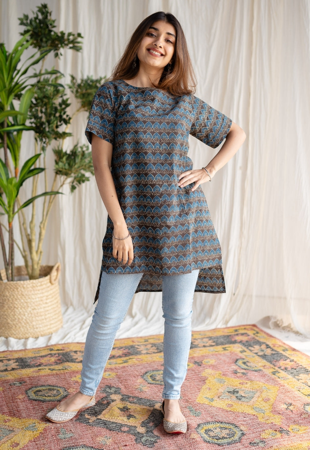 Indian Ethnic Women's Midha Ajrakh Cotton Top – THE INDIAN ETHNIC CO.