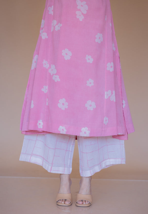 Aqsa Pink Batik MulMul Wide Pant