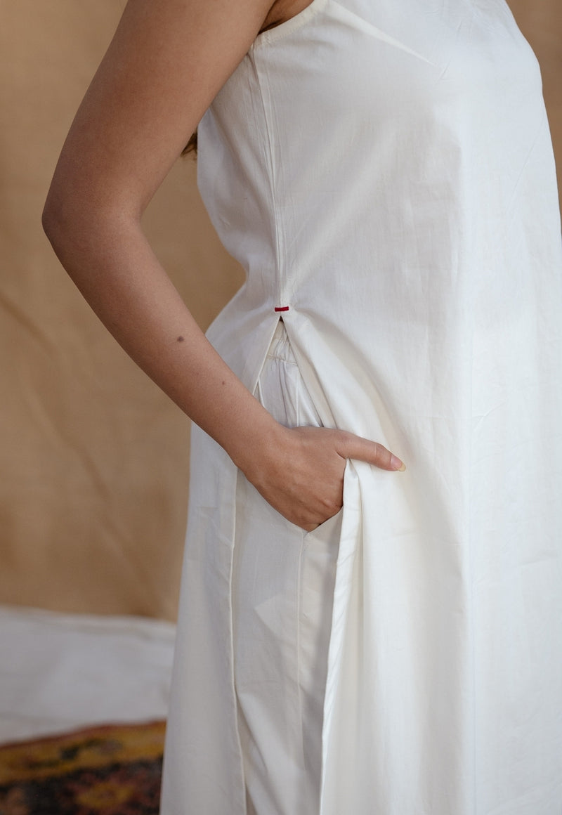 TIECO DyeVerse - White Poplin Cotton Embroidered Kurta