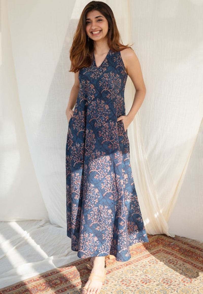 Tashi Halter Neck Cotton Maxi Dress - Main Image