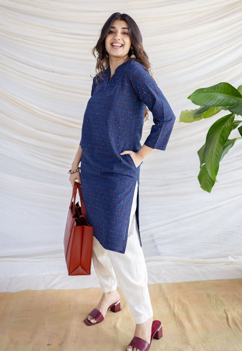 Zahira Indigo Ajrakh Cotton Straight Kurta