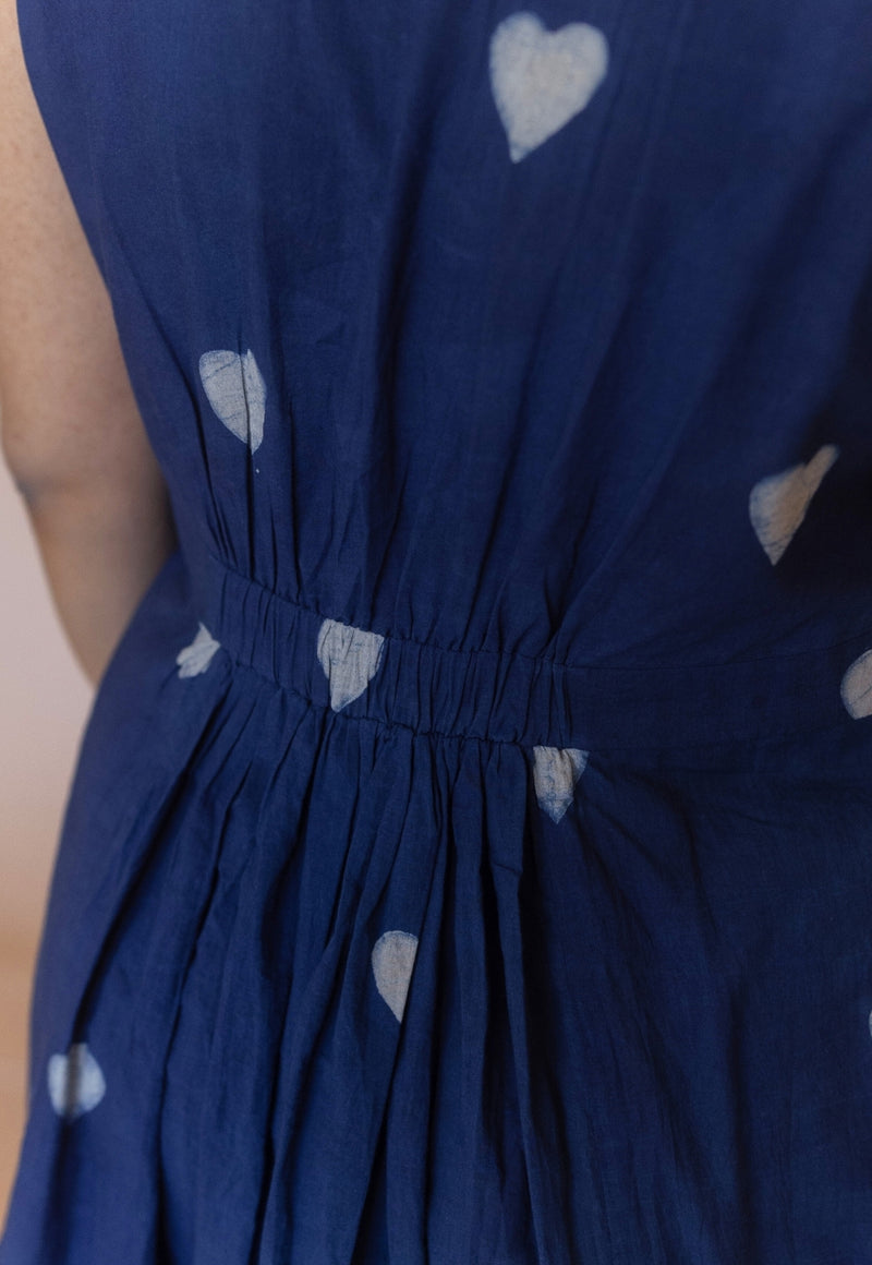 Libha Blue Dabu Cotton A Line Dress