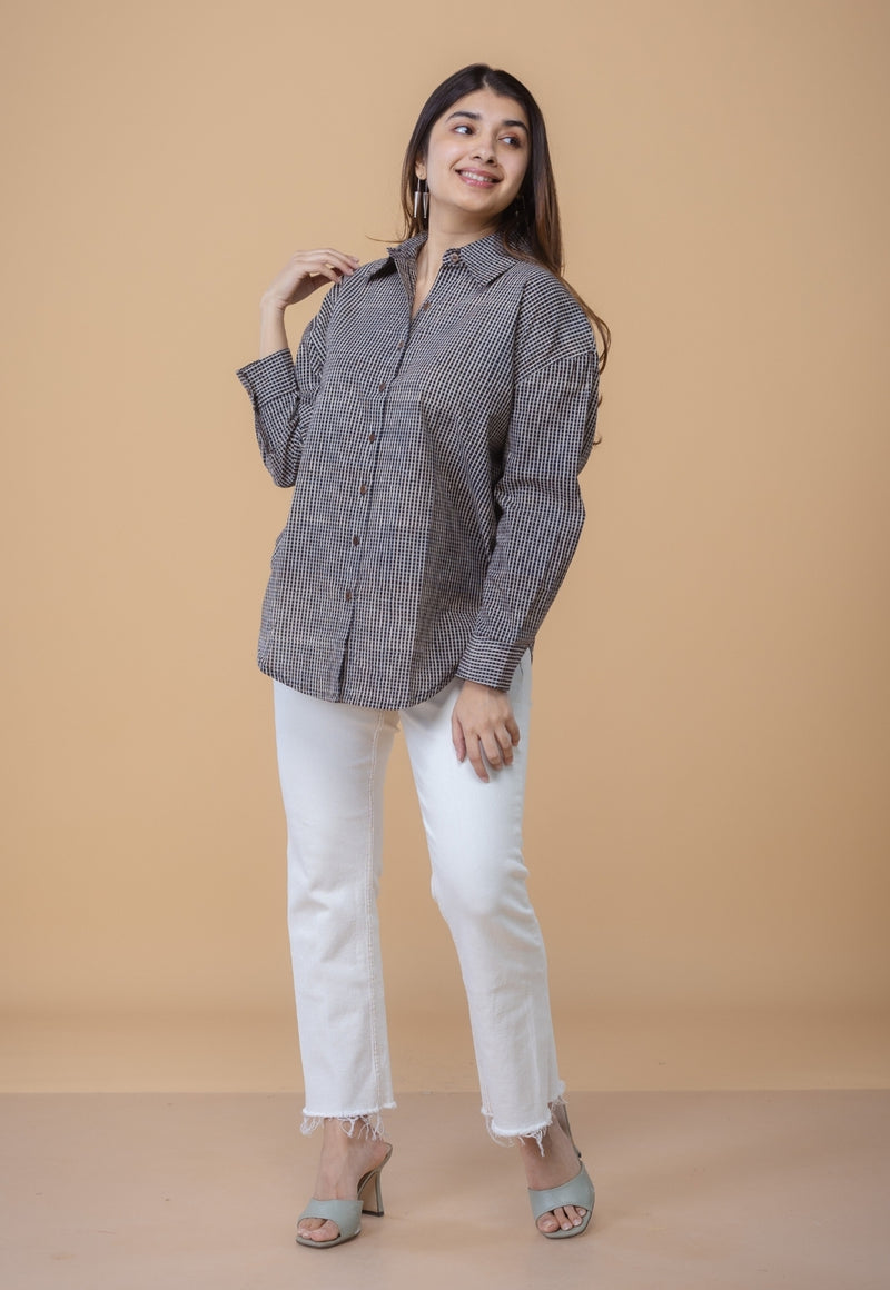 Ruhi Black Ajrakh Cotton Straight Short Top