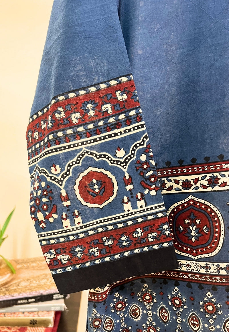 Elisha Blue Ajrakh Cotton Straight Kurta