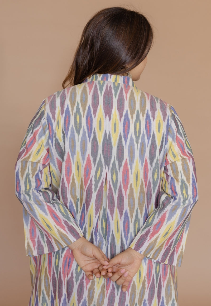 Ayaat Multi Handloom Ikkat Cotton Straight Kurta