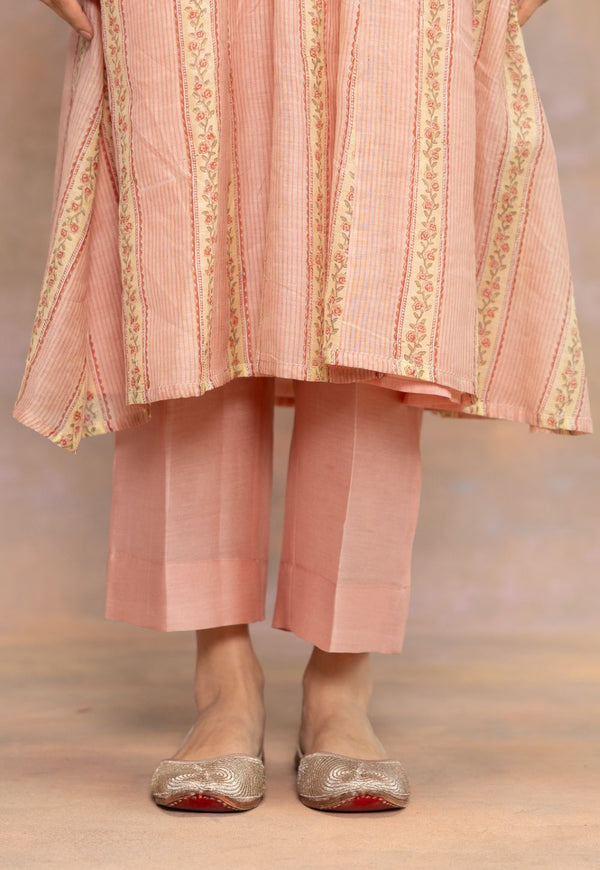 Yashi Pink Solid Chanderi Silk Straight Pant
