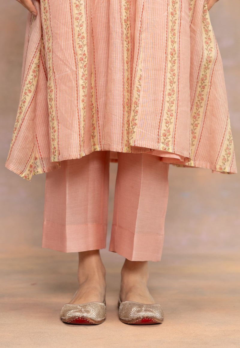 Yashi Pink Solid Chanderi Silk Straight Pant