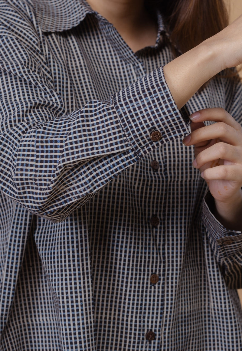 Ruhi Black Ajrakh Cotton Straight Short Top