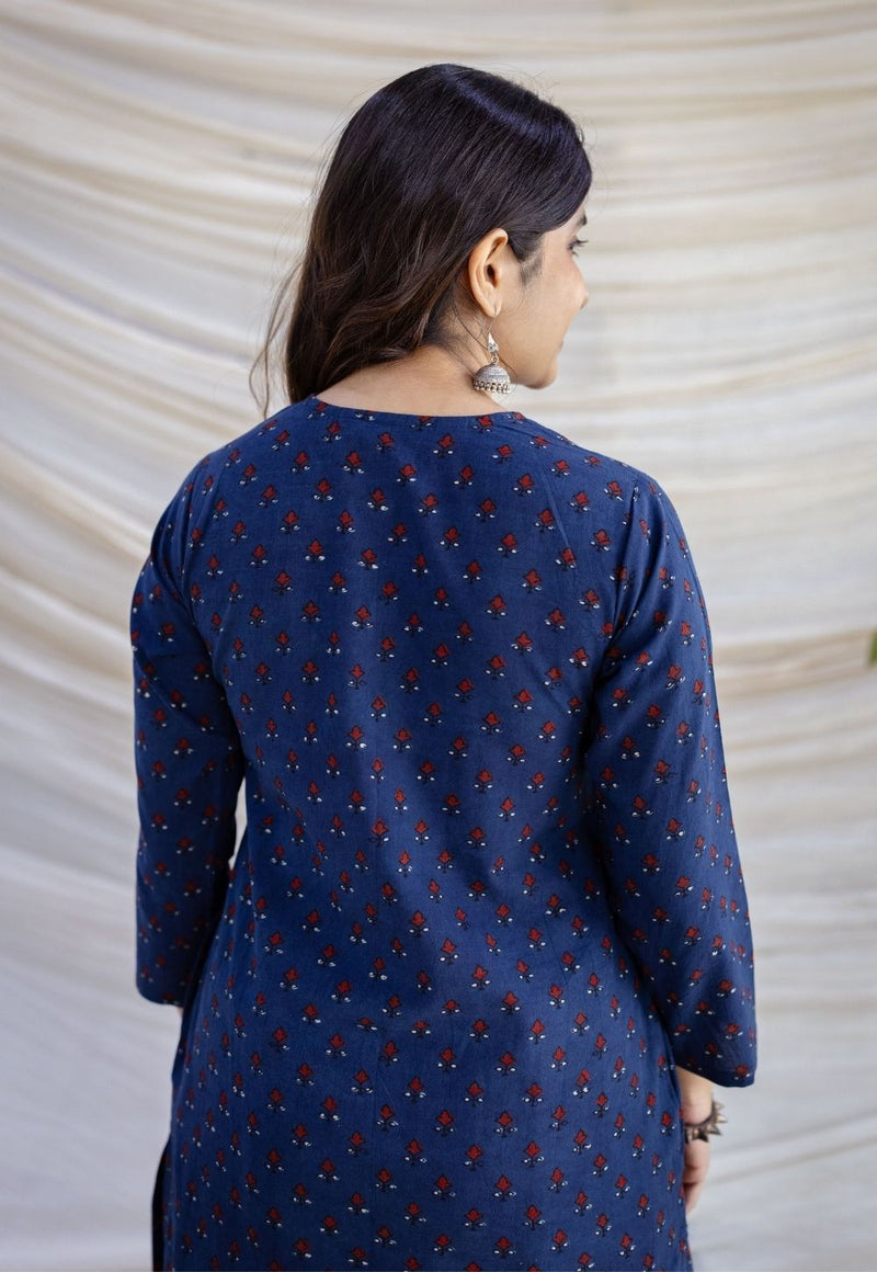 Zahira Indigo Ajrakh Cotton Straight Kurta