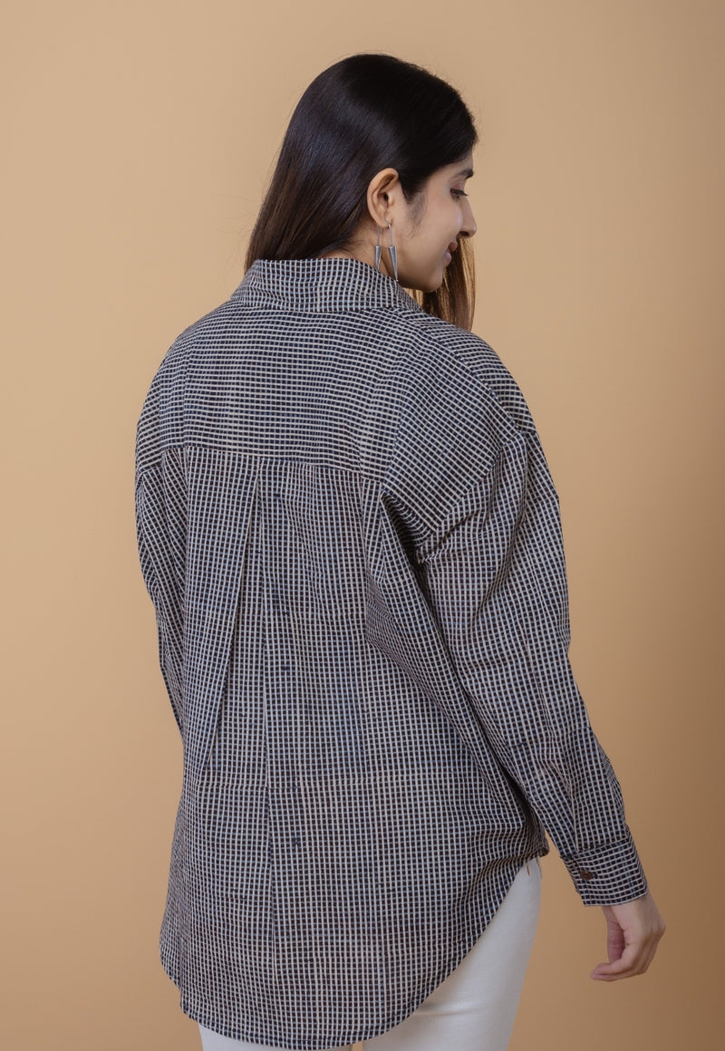 Ruhi Black Ajrakh Cotton Straight Short Top