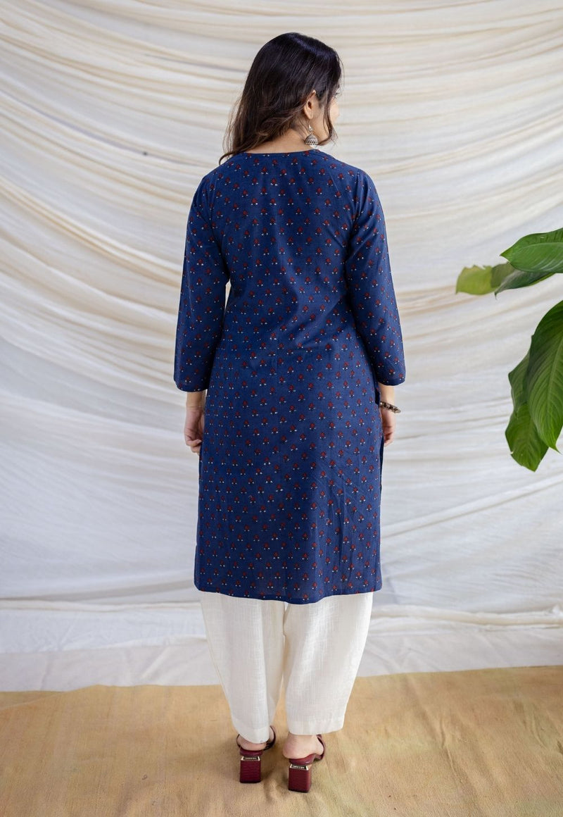 Zahira Indigo Ajrakh Cotton Straight Kurta