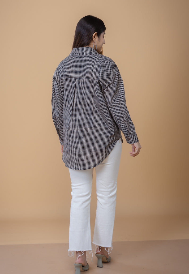 Ruhi Black Ajrakh Cotton Straight Short Top