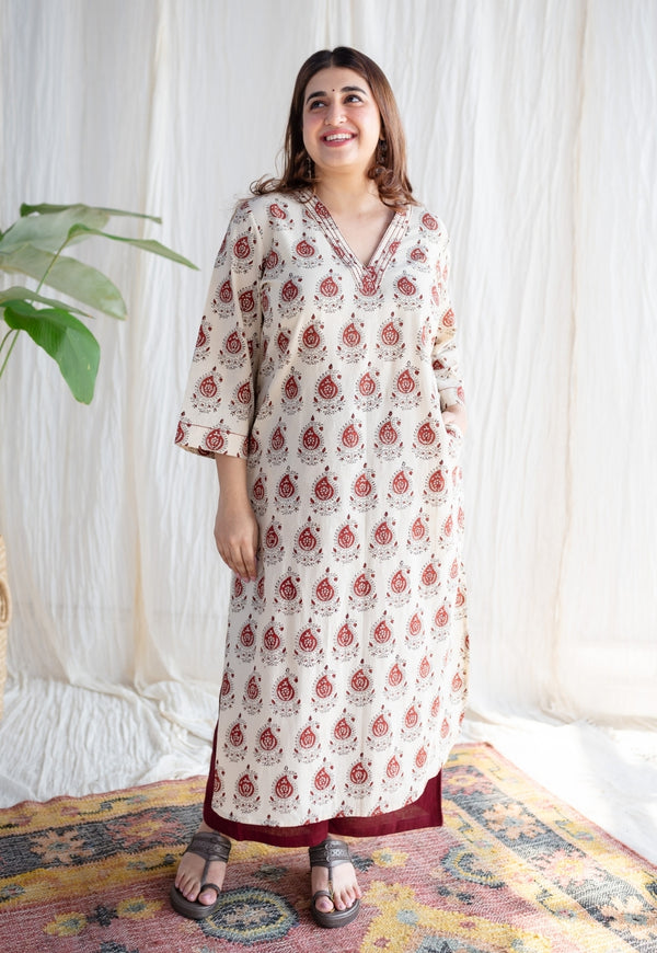 Demanded Cotton Skirt Kurta Set With Bagru Hand Block Print