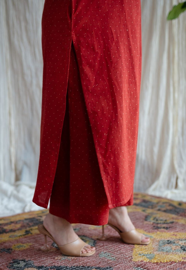 Bombay Red Ajrakh Cotton Straight Pant