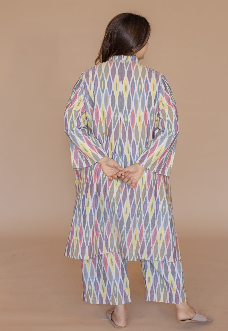 Ayaat Multi Handloom Ikkat Cotton Straight Kurta