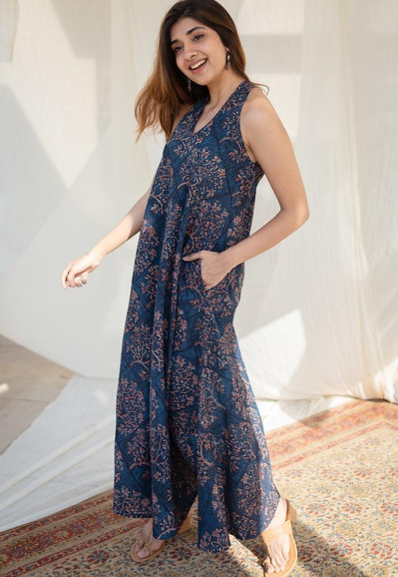 Tashi Halter Neck Cotton Maxi Dress