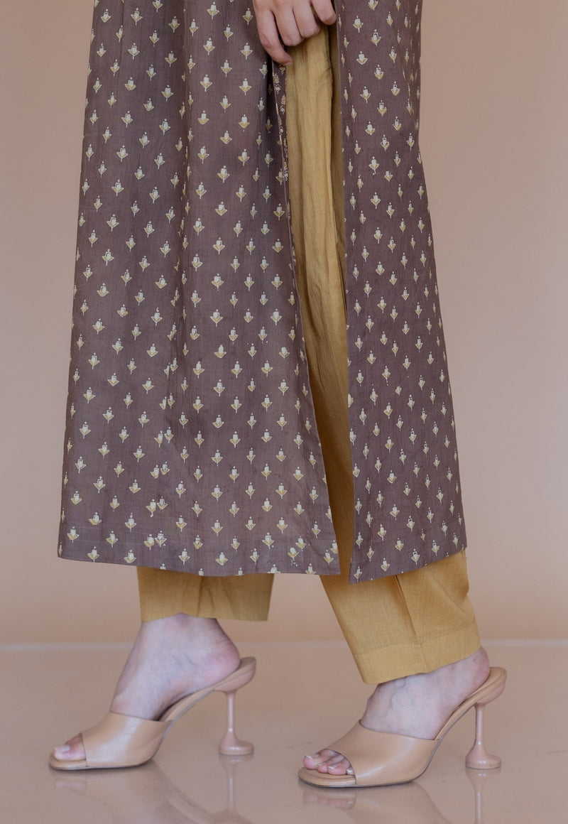 Tarin Yellow Solid Slub Cotton Afghan Pant