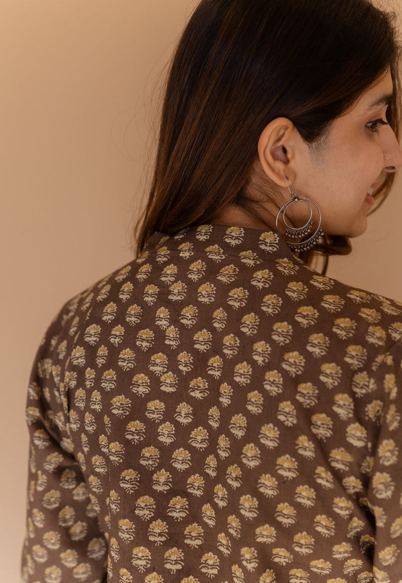 Zareen Brown Ajrakh Cotton Straight Kurta