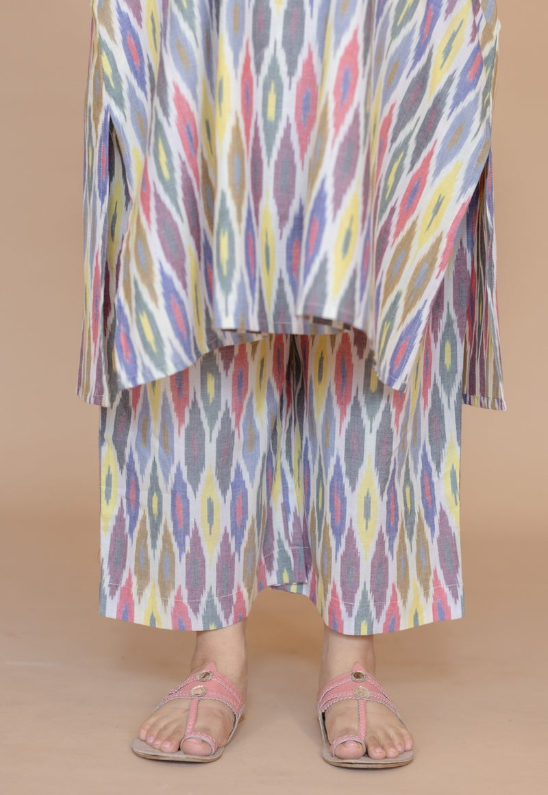 Yashi Multi Handloom Ikkat Cotton Straight Pant
