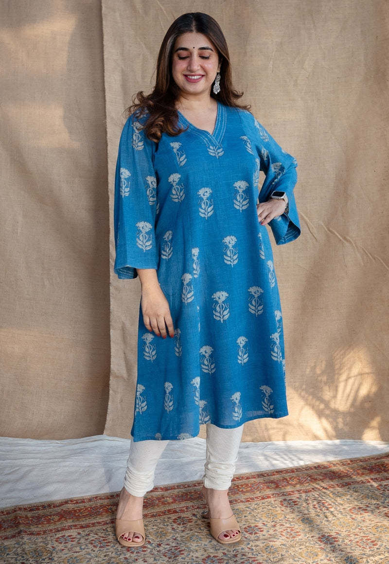 Eshma Dabu Slub Cotton Kali Kurta