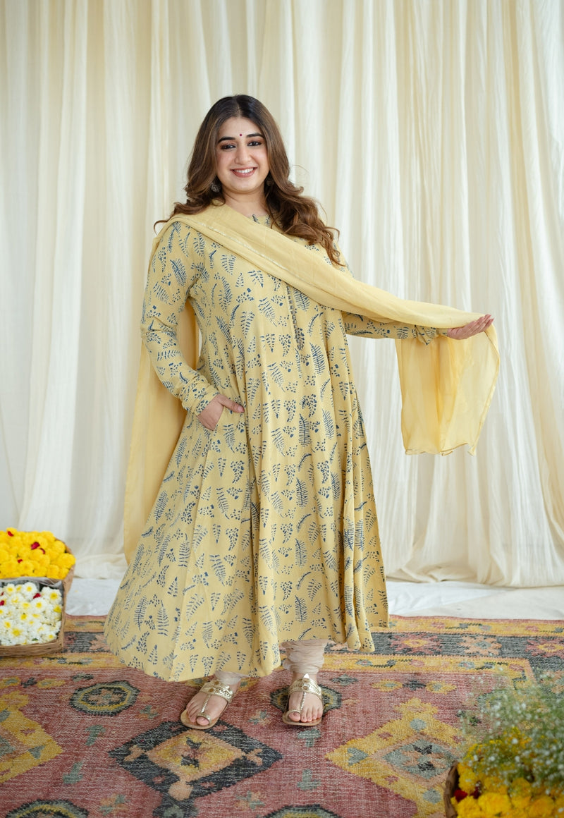 Avantika Modal Tissue Ajrakh Kali Kurta