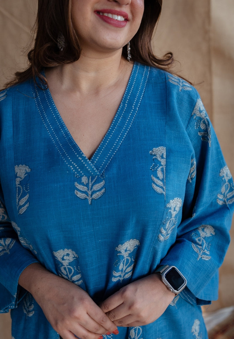 Eshma Dabu Slub Cotton Kali Kurta