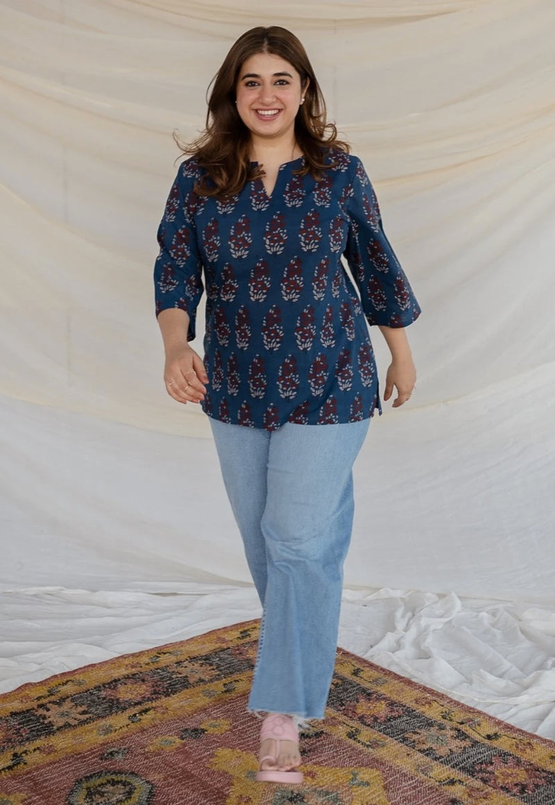 Vrinda Ajrakh Cotton Top