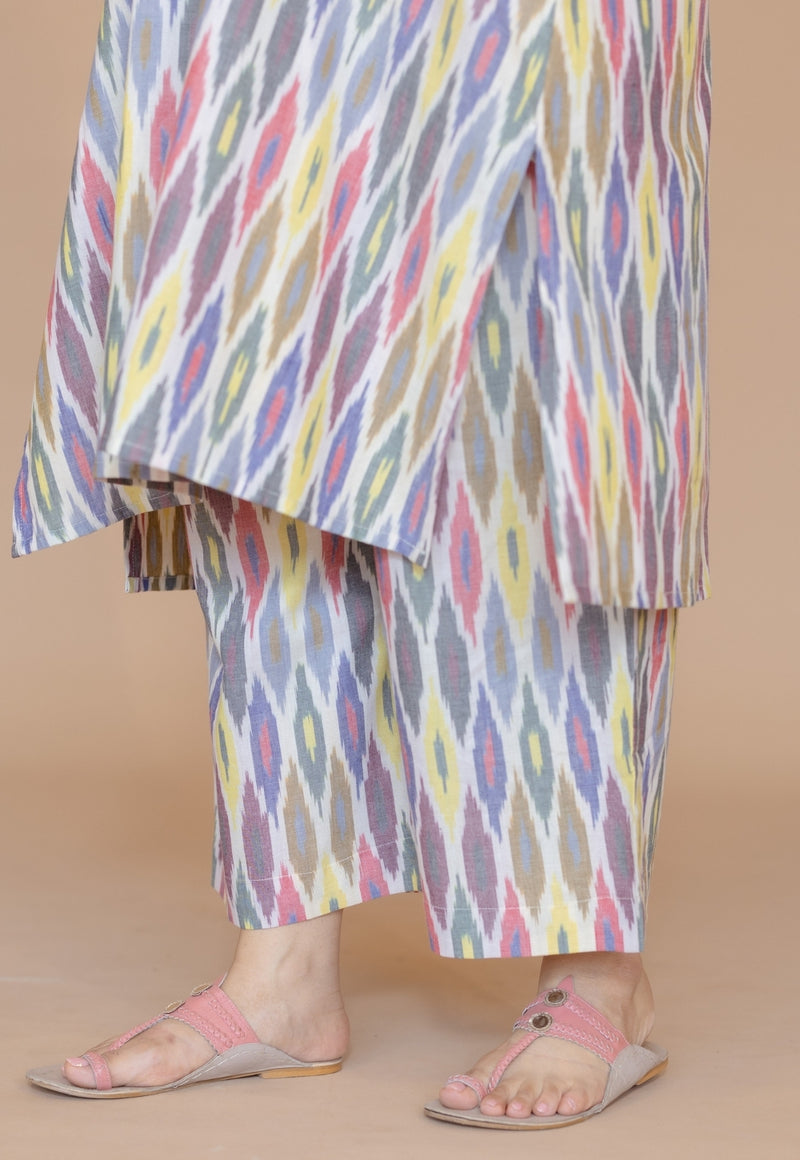 Yashi Multi Handloom Ikkat Cotton Straight Pant
