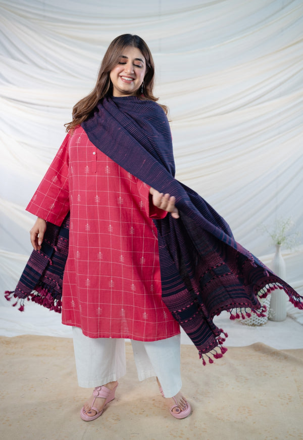Indigo Bhujodi Handwoven Dupatta