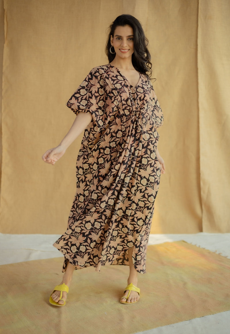 Saria Dark Brown Fakira Cotton Loose Kaftan