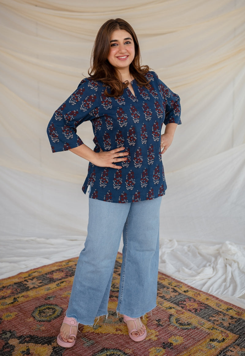 Vrinda Ajrakh Cotton Top