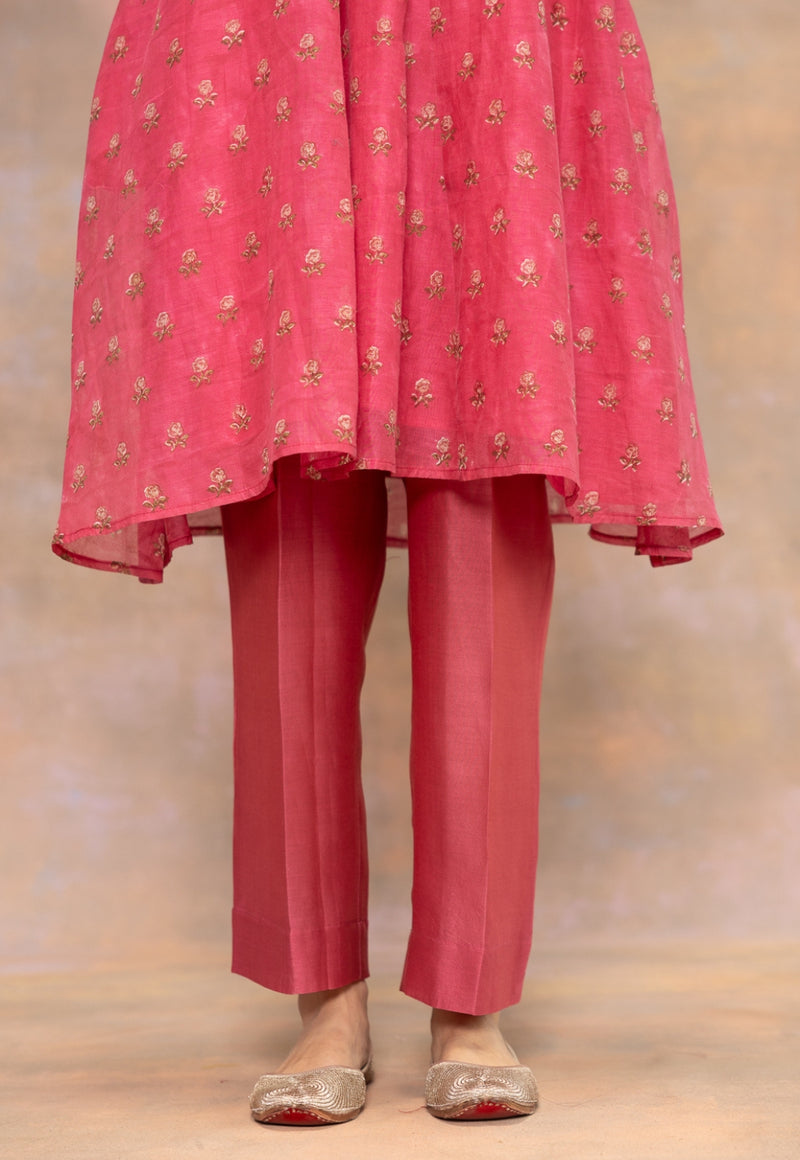 Prita Pink Solid Chanderi Silk Narrow Pant