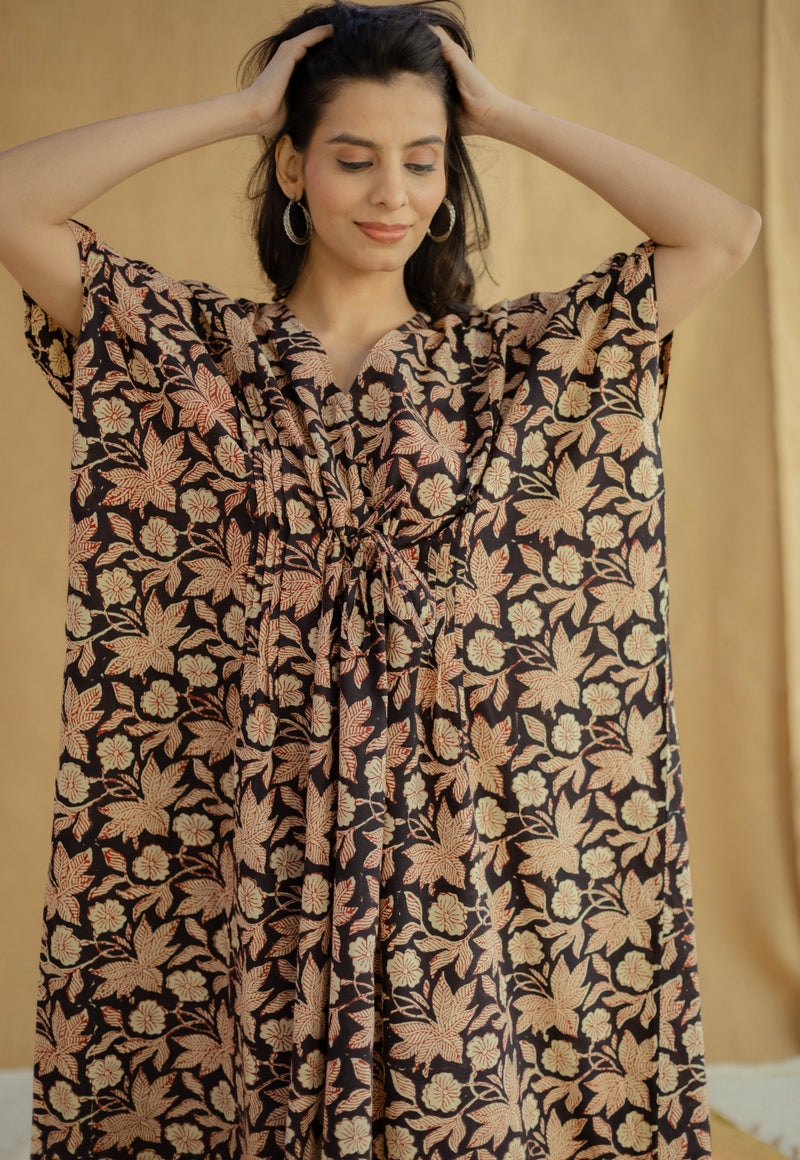 Saria Dark Brown Fakira Cotton Loose Kaftan