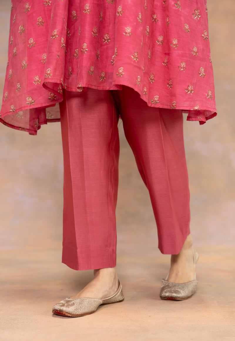 Prita Pink Solid Chanderi Silk Narrow Pant