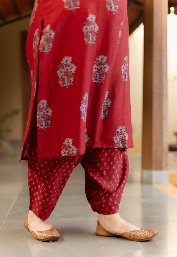 Tarin Madder Ajrakh Chanderi Silk Afghan Pant