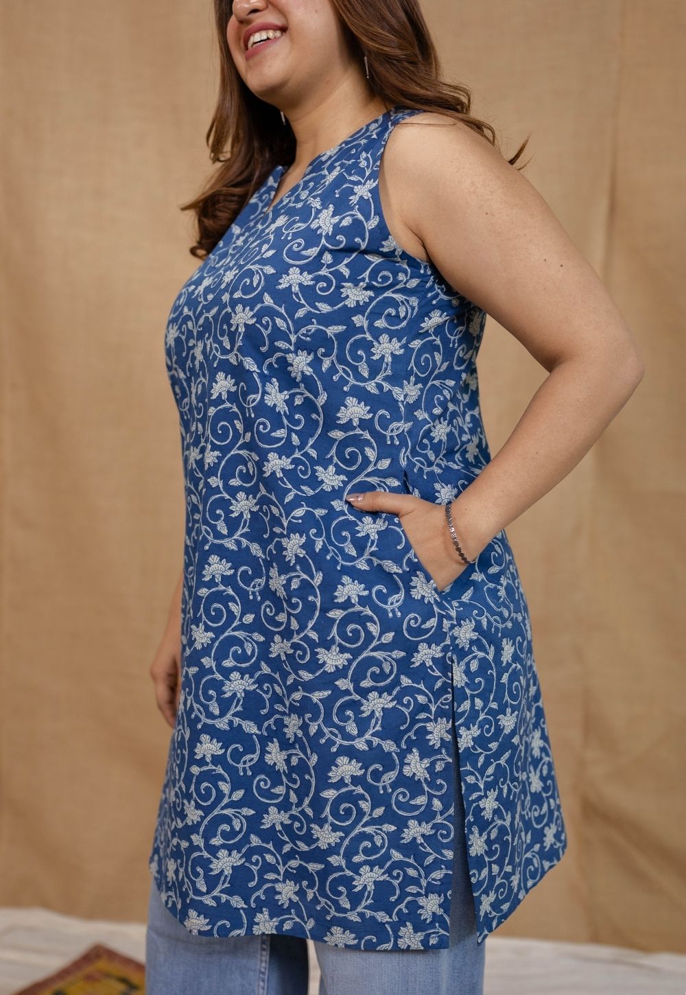 Anaya Indigo A-Line Kurti Set