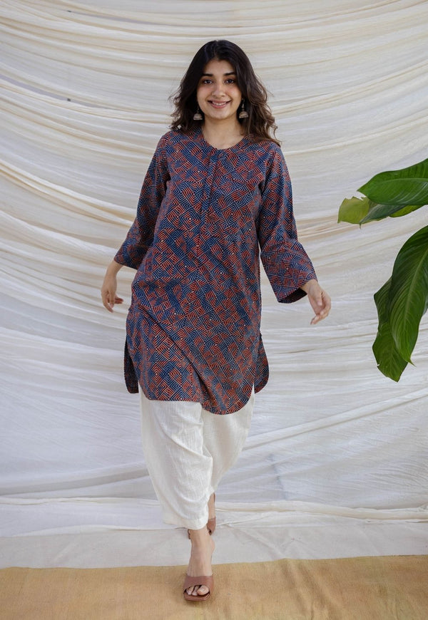 Erha Indigo Ajrakh Cotton Straight Kurta