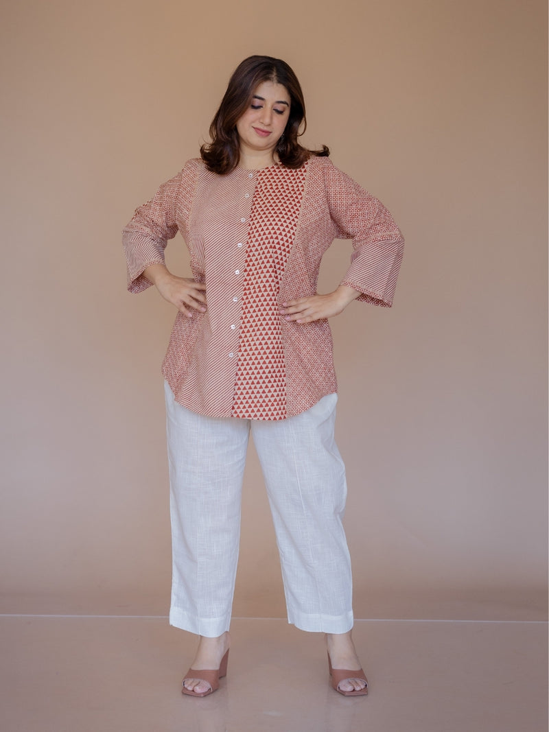 Palak Red Bagru Cotton Anti- Fit Short Top