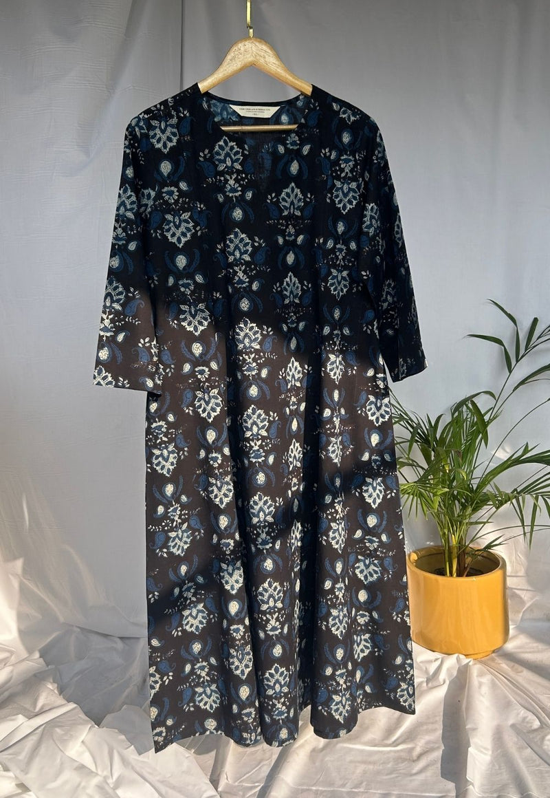 Malika Charcoal Jahota Cotton Kali Kurta