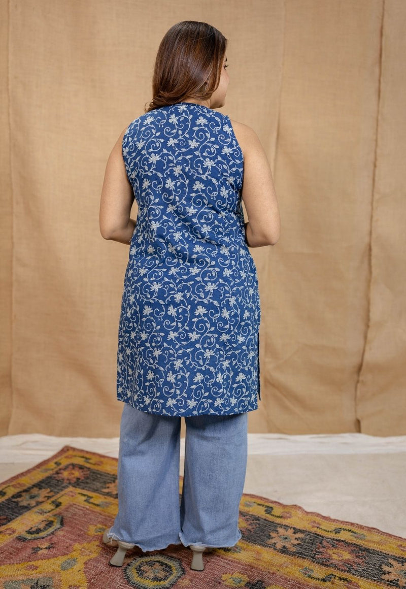 Anaya Indigo Straight Dabu Cotton Kurta