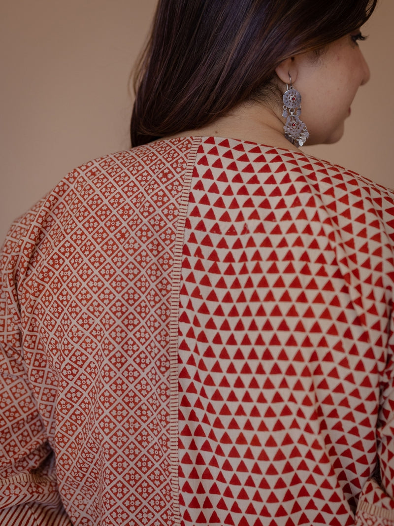 Palak Red Bagru Cotton Anti- Fit Short Top