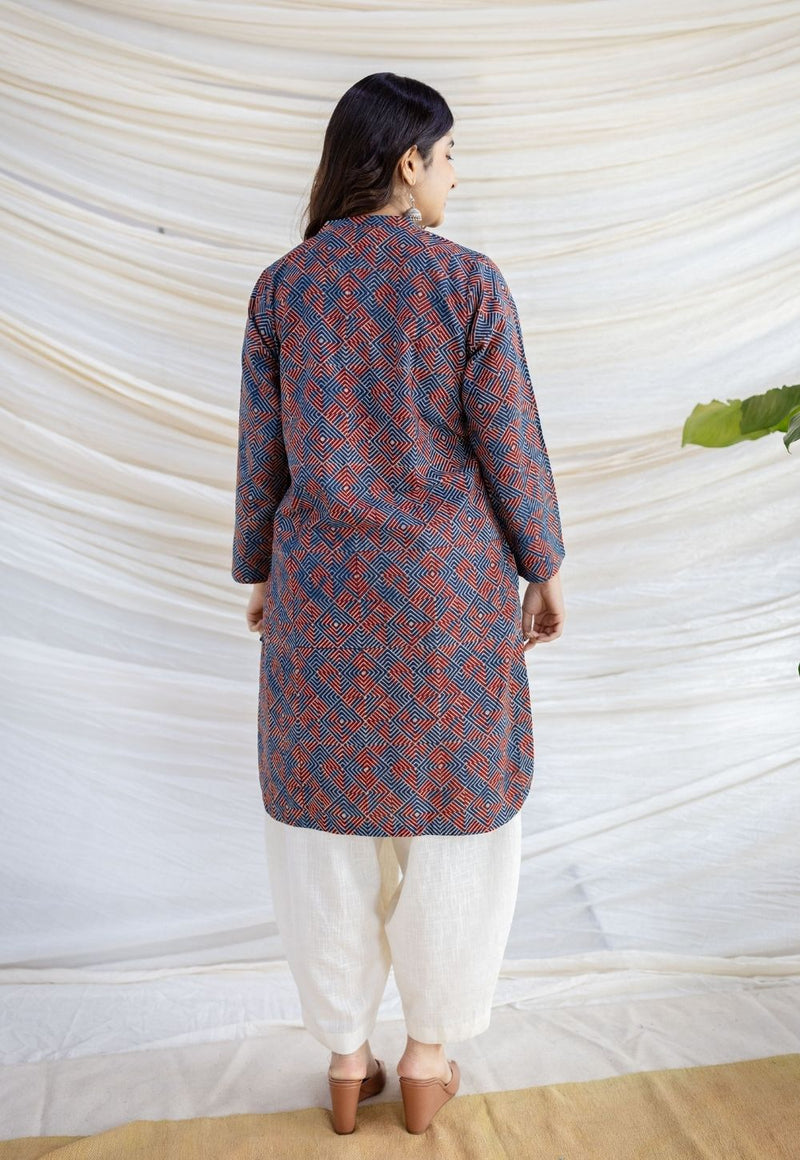 Erha Indigo Ajrakh Cotton Straight Kurta