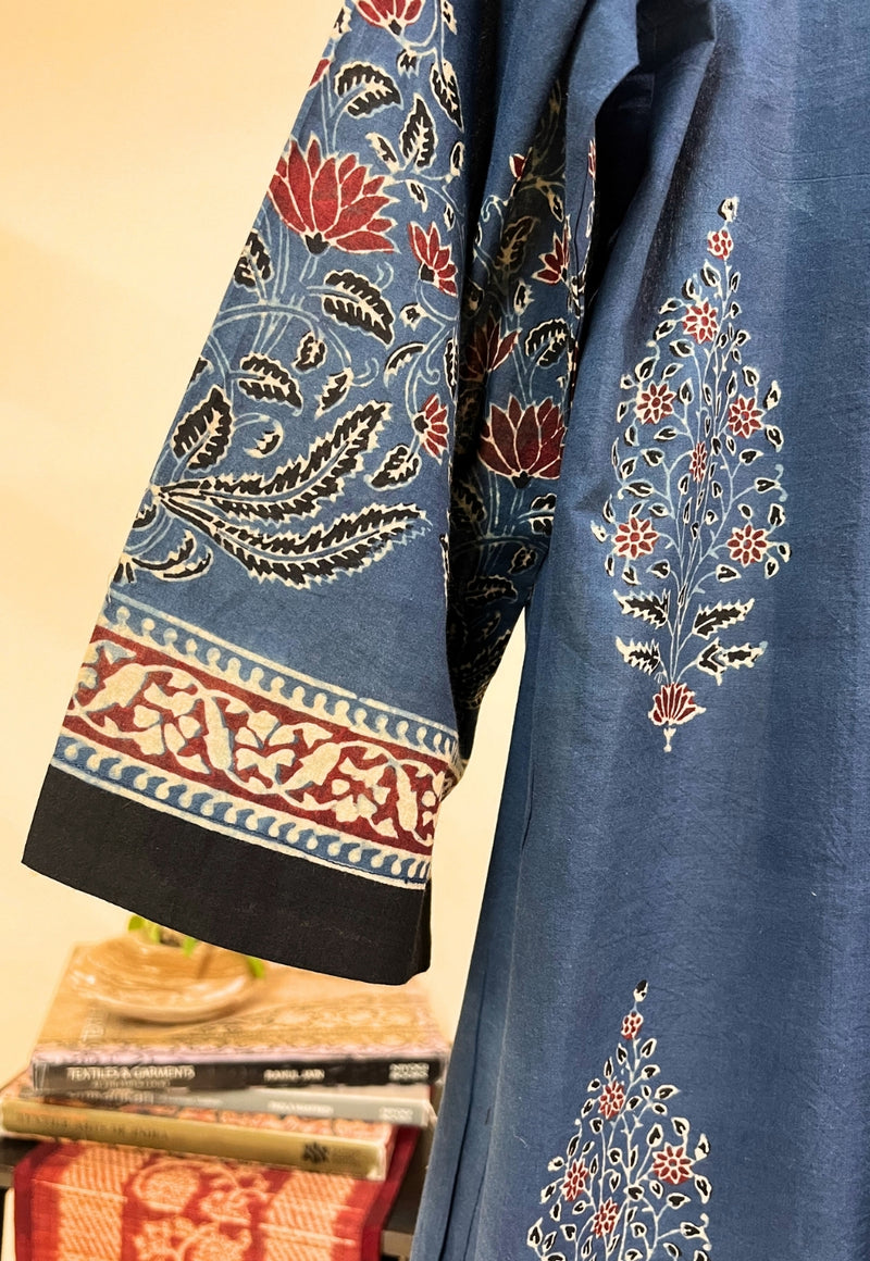 Prisha Blue Ajrakh Cotton Kali Kurta