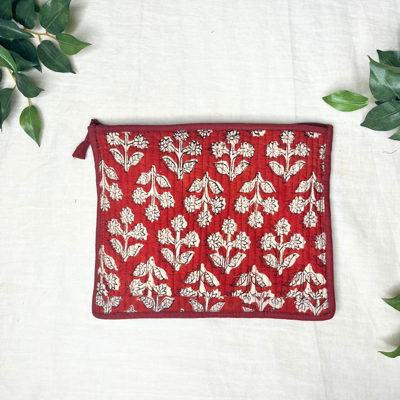 Madder Quilted Cotton Hand Pouches (Set of 3)