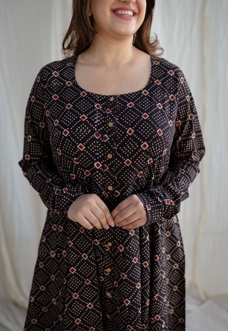 Ezzah Fakira Handblock Print Cotton Kali Kurta