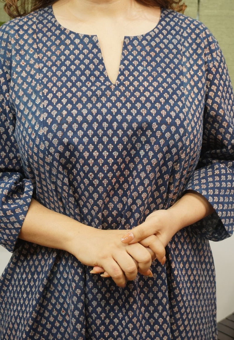 Indigo Fadat Cotton Kali Kurta