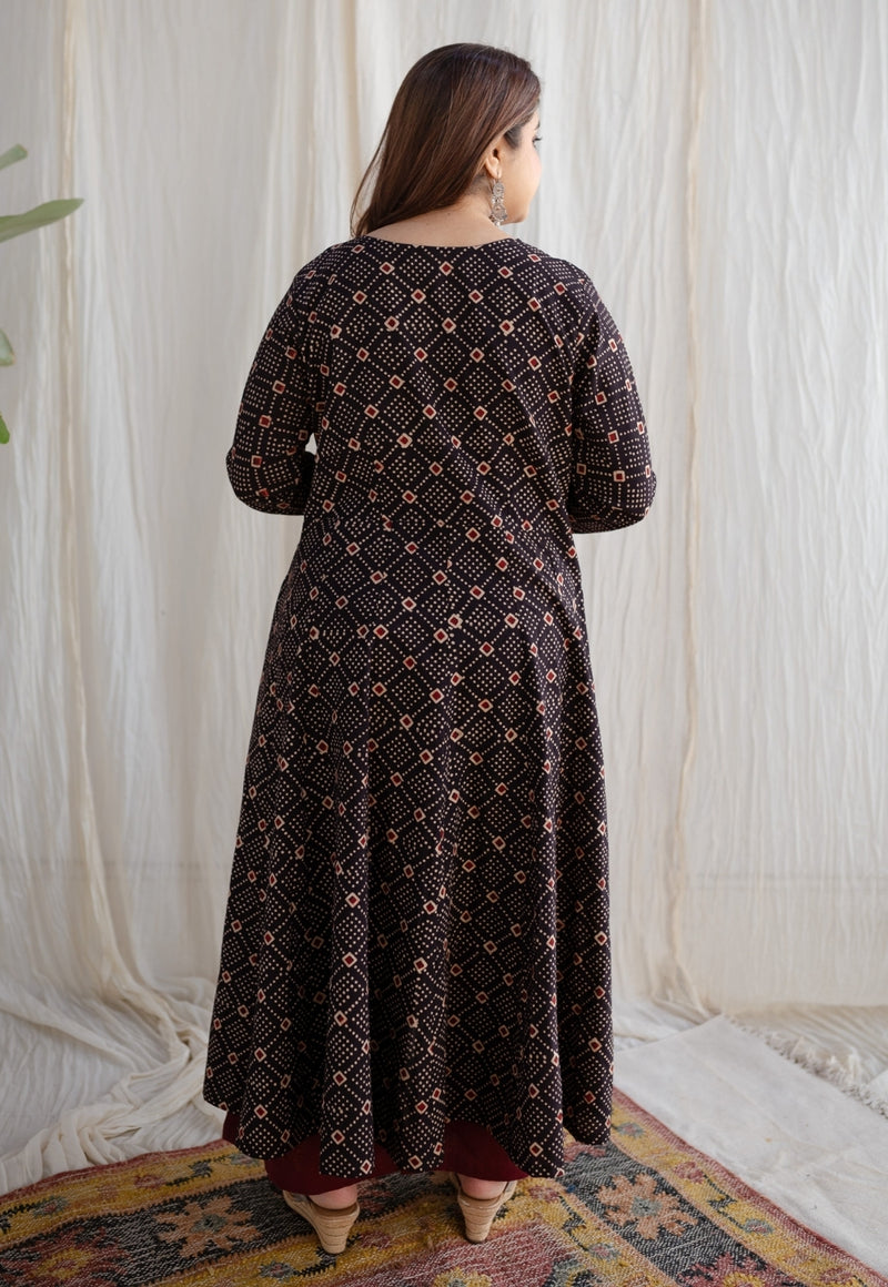 Ezzah Fakira Handblock Print Cotton Kali Kurta