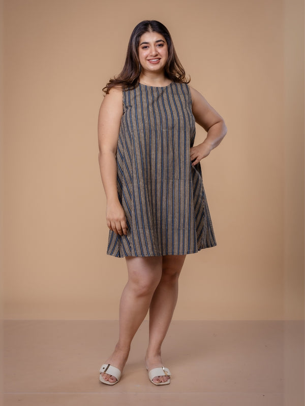 Inam Multi Ajrakh Cotton A Line Dress