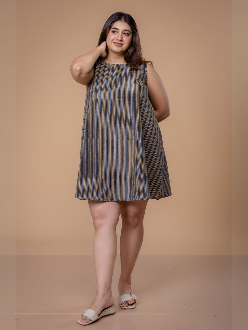 Inam Multi Ajrakh Cotton A Line Dress